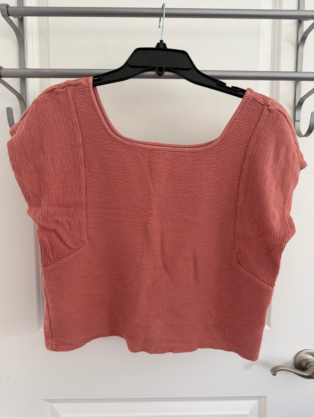 Madewell Rosewood Square-Neck Ribbed Crop Top